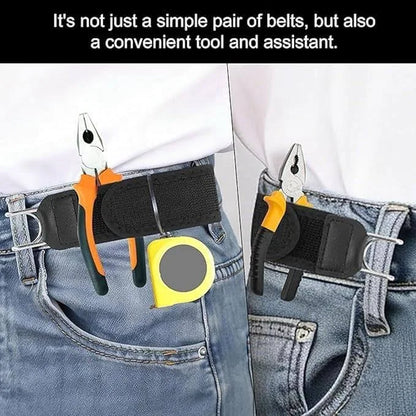 Metal Adjustable No Buckle Belts for Men and Women with Hook (2Pcs)